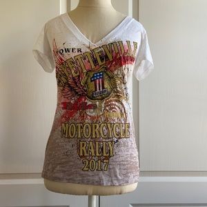 ☀️ 2 for 10 grey ombré Fayetteville tee shirt